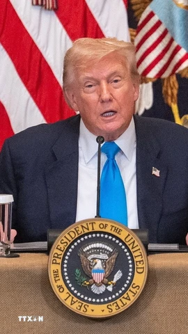 Tổng thống Mỹ Donald Trump phát biểu tại Nhà Trắng ở Washington, D.C. (Ảnh: THX/TTXVN)