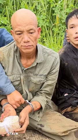 (Hai đối tượng và tang vật. Ảnh: TTXVN phát)
