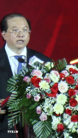 Ông Tạ Quang Đông, Thứ trưởng Bộ Văn hóa, Thể thao và Du lịch phát biểu tại buổi lễ. (Ảnh: Thu Hương/TTXVN)