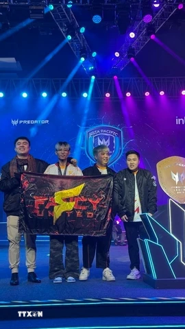 Đại diện Việt Nam - Team Fancy United Esports tại sự kiện APAC Predator League 2026. (Ảnh: TTXVN phát)