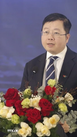 Tổng Giám đốc Đài Truyền hình Việt Nam Nguyễn Thanh Lâm phát biểu khai mạc Liên hoan. (Ảnh: Sỹ Thắng/TTXVN)
