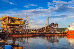 Một góc khu vực bãi chế tạo Cảng Vietsovpetro. (Ảnh: CTV/Vietnam+)