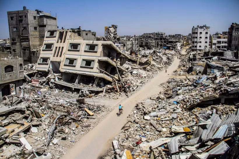 Cảnh đổ nát do xung đột Hamas-Israel tại thị trấn Beit Lahia, phía bắc Dải Gaza, ngày 21/6/2024. (Ảnh: THX/TTXVN)