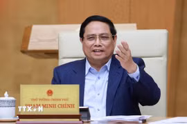 Thủ tướng Phạm Minh Chính chủ trì Phiên họp Chính phủ chuyên đề về Trung tâm Tài chính quốc tế tại Việt Nam. (Ảnh: Dương Giang/TTXVN)