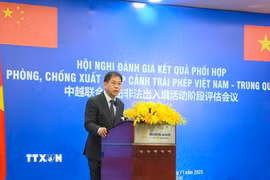 Lãnh đạo Cục xuất nhập cảnh Việt Nam phát biểu tại hội nghị. (Ảnh: Linh Sơn/TTXVN)