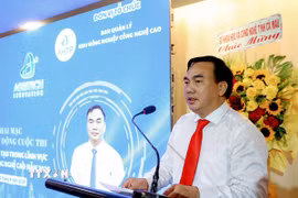 Ông Phạm Đình Dũng, Trưởng Ban quản lý Khu Nông nghiệp công nghệ cao Thành phố Hồ Chí Minh, phát biểu tại lễ phát động cuộc thi. (Ảnh: Hương Giang/TTXVN)