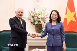 Phó Chủ tịch nước Võ Thị Ánh Xuân tiếp Đại sứ Argentina Marcos Antonio Bednarski đến chào từ biệt. (Ảnh: An Đăng/TTXVN)