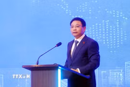 Phó Thủ tướng Nguyễn Văn Thắng phát biểu tại Diễn đàn doanh nghiệp Việt Nam-Myanmar năm 2026. (Ảnh: Phạm Kiên/TTXVN)