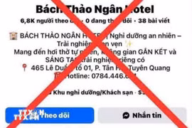 Fanpage giả mạo cơ sở lưu trú, nhà hàng để lừa đảo chiếm đoạt tiền của người dân. (Ảnh: TTXVN phát)