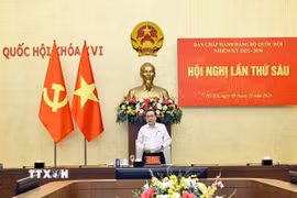 Ủy viên Bộ Chính trị, Bí thư Đảng ủy Quốc hội, Chủ tịch Quốc hội Trần Thanh Mẫn phát biểu. (Ảnh: Doãn Tấn/TTXVN)