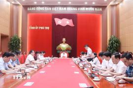 Quang cảnh buổi làm việc. (Ảnh: Thu Hương/TTXVN)