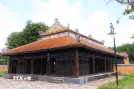 Công trình trong khu vực Trai Cung đã được tu bổ, phục hồi, góp phần bảo tồn tổng thể Di tích đàn Nam Giao, thành phố Huế. (Ảnh: Nguyên Lý/TTXVN)