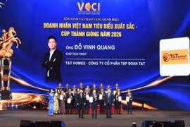 Doanh nhân Đỗ Vinh Quang-Phó Chủ tịch Hội đồng quản trị T&T Group, Chủ tịch Hội đồng quản trị T&T Homes được vinh danh “Doanh nhân Việt Nam tiêu biểu-Cúp Thánh Gióng” năm 2026. (Ảnh: Lê Đông)