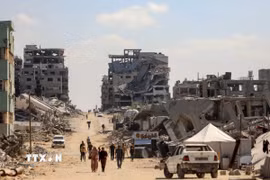 Cảnh tàn phá do xung đột tại Gaza. (Ảnh: THX/TTXVN phát)