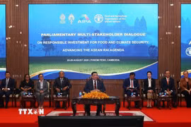 Đoàn Chủ tịch tại phiên khai mạc của hội nghị. (Ảnh: Minh Hưng/TTXVN) 