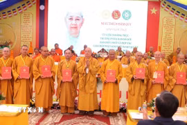 Lễ công bố và trao Quyết định nhân sự Ban Điều phối và hợp tác Giáo hội Phật giáo Việt Nam tại Lào nhiệm kỳ 2026-2031. (Ảnh: Xuân Tú/TTXVN)