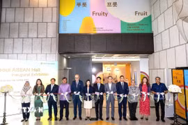 Lễ cắt băng khai trương Không gian ASEAN tại Seoul. (Ảnh: Khánh Vân/TTXVN)