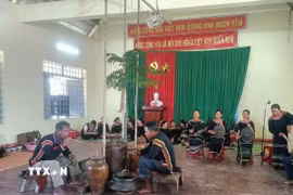 Quang cảnh Lễ mừng thọ của người M’nông. (Ảnh: TTXVN phát)