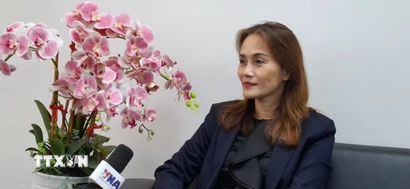 Bà Nguyễn Thị Thanh Vân, Phó Chủ tịch Hội Doanh nghiệp Việt Nam tại Malaysia Á trả lời phỏng vấn phóng viên TTXVN tại Malaysia. (Ảnh: Thành Trung/TTXVN)