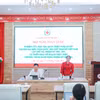 Bà Đỗ Thị Thu Thảo, Chủ tịch Trung ương Hội Chữ thập đỏ Việt Nam phát biểu bế mạc Hội nghị toàn quốc nghiên cứu, học tập, quán triệt Nghị quyết Đại hội XII và triển khai Chương trình hành động. (Ảnh: Hoài Nam/Vietnam+)