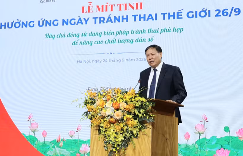 Thứ trưởng Bộ Y tế Đỗ Xuân Tuyên phát biểu tại buổi lễ. (Ảnh: PV/Vietnam+)