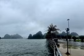 Sáng 22/7, mực nước biển trên vịnh Hạ Long dâng cao. (Ảnh: Thanh Vân/TTXVN)