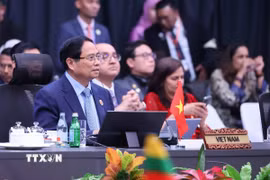 Thủ tướng Phạm Minh Chính tham dự Phiên toàn thể Hội nghị Cấp cao ASEAN lần thứ 47 và Lễ trao Nghị định thư thứ hai sửa đổi Hiệp định Thương mại Hàng hóa ASEAN (ATIGA). (Ảnh: Dương Giang/TTXVN)