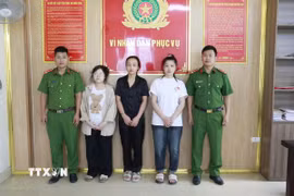 Các đối tượng tại Cơ quan Cảnh sát hình sự Công an Nghệ An. (Nguồn: TTXVN phát)