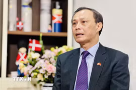 Đại sứ Lương Thanh Nghị, nguyên Đại sứ Việt Nam tại Đan Mạch (giai đoạn 2022-2025) trả lời phỏng vấn của phóng viên Thông tấn xã Việt Nam về quan hệ hợp tác Việt Nam-Đan Mạch. (Ảnh: Việt Đức/TTXVN)