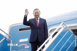 Tổng Bí thư Tô Lâm rời Hà Nội, lên đường tham dự cuộc họp khai mạc Hội đồng Hòa bình về Gaza. (Ảnh: Thống Nhất/TTXVN)