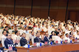 Tổng Bí thư, Chủ tịch nước Tô Lâm và các đại biểu tham dự hội nghị tại phòng họp Diên Hồng, Nhà Quốc hội, Hà Nội. (Ảnh: Thống Nhất/TTXVN)