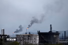 Toàn cảnh Khu liên hợp Công nghiệp Hóa dầu Jose Antonio Anzoategui tại bang Anzoategui, Venezuela. (Ảnh: THX/TTXVN phát)