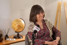 Bà Patricia Abarzúa Muñoz, Chủ tịch Viện Văn hóa Hữu nghị Chile-Việt Nam. (Ảnh: Thanh Tùng/TTXVN)
