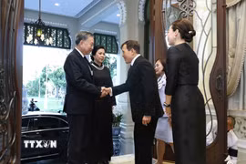 Chiều 28/5/2026, tại Hoàng cung ở Thủ đô Bangkok, Tổng Bí thư, Chủ tịch nước Tô Lâm và Phu nhân Ngô Phương Ly hội kiến Nhà Vua Maha Vajiralongkorn và Hoàng hậu Thái Lan. (Ảnh: TTXVN phát)