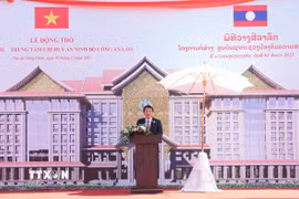 Đại tướng Lương Tam Quang, Ủy viên Bộ Chính trị, Bộ trưởng Bộ Công an Việt Nam, phát biểu tại sự kiện. (Nguồn: TTXVN phát)