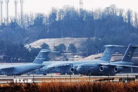 Căn cứ không quân Osan ở Pyeongtaek, Hàn Quốc, ngày 6/3/2026. (Ảnh: Yonhap/TTXVN)