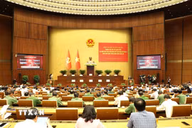 Quang cảnh hội nghị tại điểm cầu trung tâm - Hội trường Diên Hồng, Nhà Quốc hội (Hà Nội). (Ảnh: Phương Hoa/TTXVN)