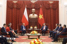 Tổng Bí thư, Chủ tịch nước Tô Lâm tiếp Thủ tướng Ba Lan Donald Tusk. (Ảnh: Thống Nhất/TTXVN)