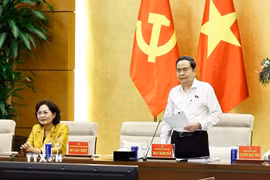 Ủy viên Bộ Chính trị, Bí thư Đảng uỷ Quốc hội, Chủ tịch Quốc hội Trần Thanh Mẫn phát biểu. (Ảnh: Doãn Tấn/TTXVN)