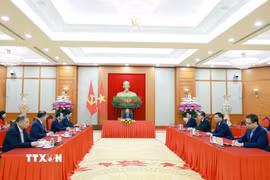 Tổng Bí thư Tô Lâm tại cuộc điện đàm với Tổng thống Liên bang Nga Vladimir Putin. (Ảnh: Thống Nhất/TTXVN)