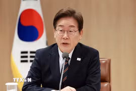 Tổng thống Hàn Quốc Lee Jae Myung phát biểu tại cuộc họp ở thủ đô Seoul. (Ảnh: Yonhap/TTXVN)