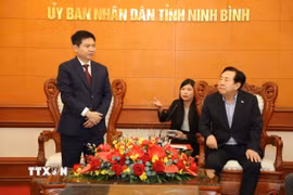 Bí thư Tỉnh ủy Ninh Bình Trương Quốc Huy phát biểu tại buổi làm việc. (Ảnh: Đại Nghĩa/TTXVN)