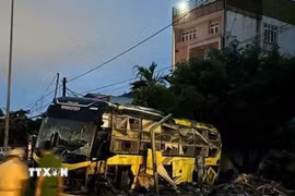 Hiện trường vụ tai nạn. (Ảnh: TTXVN phát)