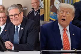 Tổng thống Mỹ Donald Trump (phải) và Thủ tướng Anh Keir Starmer. (Nguồn: Telegraph)