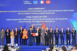 Phó Thủ tướng Hồ Đức Phớc và Cao ủy châu Âu phụ trách Quan hệ Đối tác Quốc tế Jozef Síkela chứng kiến Lễ trao thỏa thuận vay vốn giữa Cơ quan Phát triển Pháp (AFD) và Tập đoàn Điện lực Việt Nam (EVN) - Dự án Nhà máy Thủy điện tích năng Bác Ái. (Ảnh: Hoàng Hiếu/TTXVN)