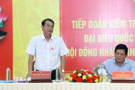 Ông Nguyễn Văn Khởi, Phó Chủ tịch Ủy ban Nhân dân thành phố, Phó Chủ tịch Ủy ban bầu cử thành phố phát biểu tại buổi làm việc. (Ảnh: Trung Kiên/TTXVN)