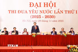 Chủ tịch Quốc hội Trần Thanh Mẫn và đại biểu dự Đại hội. (Ảnh: Doãn Tấn/TTXVN)