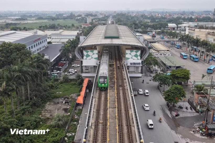 Tuyến đường sắt đô thị Cát Linh-Hà Đông. (Ảnh: Việt Hùng/Vietnam+)