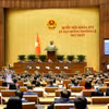 Quốc hội biểu quyết thông qua Nghị quyết của Quốc hội phê duyệt chủ trương đầu tư Chương trình mục tiêu quốc gia phát triển văn hóa-xã hội, nông thôn, dân tộc và miền núi giai đoạn 2026-2035. (Ảnh: Doãn Tấn/TTXVN)