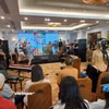 Ban nhạc của nghệ sỹ San Trịnh từ Mỹ sang dự Hanoi Jazztival chơi nhạc đầy ngẫu hứng tại workshop. (Ảnh: Minh Thu/Vietnam+)